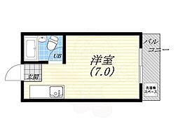 甲子園ピース ワンルームの間取図画像