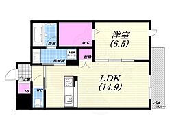 (仮称)西宮市甲子園浦風町へーベルメゾン 1LDKの間取図画像
