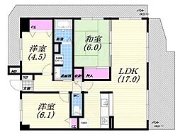 エルフラット夙川霞町 3LDKの間取図画像