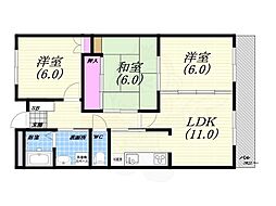 レジェンダリー小松 3LDKの間取図画像