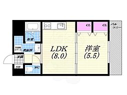 シュシュ甲子園 1LDKの間取図画像