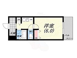 メルベーユ西宮 1Kの間取図画像