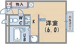 ガーデンハウス西宮 1Kの間取図画像