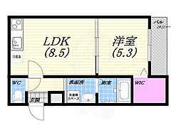 フジパレス夙川香櫨園ノース 1LDKの間取図画像
