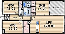 デセンテ甲子園口 3LDKの間取図画像