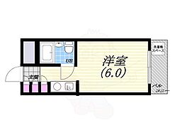 キューブ芦屋 ワンルームの間取図画像