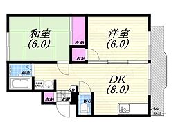 ウィンディア田口 2LDKの間取図画像