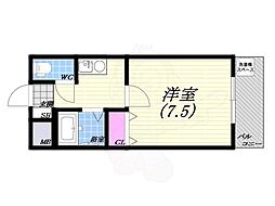 旭館 1Kの間取図画像