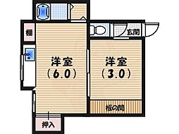 さくら荘 ワンルームの間取図画像