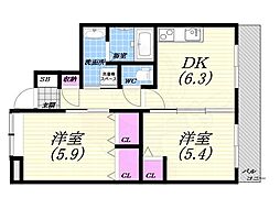 α-Lyra 2DKの間取図画像