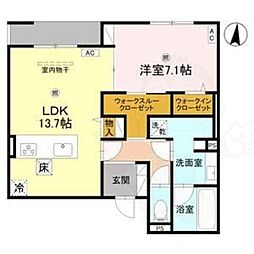 GreenPalace樋之池 1LDKの間取図画像