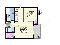 サグレス甲子園口 1LDKの間取図画像
