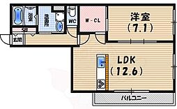 ジョイフルハイツ実り 1LDKの間取図画像