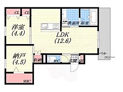 HEBELMAISONブラン甲子園口 1SLDKの間取図画像