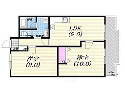 西宮ニューコーポ 2LDKの間取図画像