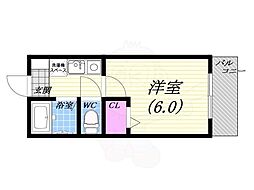 ジュネス夙川 1Kの間取図画像