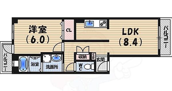 兵庫県西宮市瓦林町(賃貸マンション1LDK・4階・42.00㎡)の写真 その2