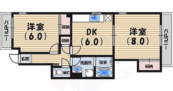 パークフラッツ ｜兵庫県西宮市二見町(賃貸マンション2DK・2階・50.00㎡)の写真 その2