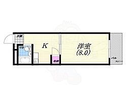 三甲イエム 1Kの間取図画像