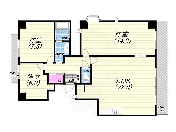 ロイヤル芦屋翠ヶ丘 ｜兵庫県芦屋市翠ケ丘町(賃貸マンション3LDK・4階・109.62㎡)の写真 その2