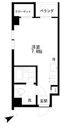 ビィビィインターナショナルビル 7階1Kの間取り
