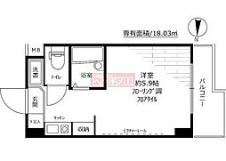 スカイコート文京小石川 5階ワンルームの間取り