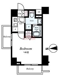 ガリシアグランデ江戸川橋 6階1Kの間取り