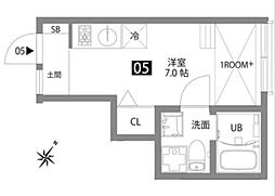 文京大塚テラス 1階ワンルームの間取り