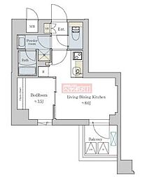 Brillia　ist 文京六義園 2階1LDKの間取り