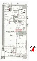プレシス東神田 1LDKの間取図画像