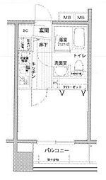 パークウェル秋葉原 1Kの間取図画像