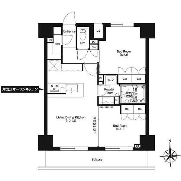 東京都北区岩淵町(賃貸マンション2LDK・11階・55.72㎡)の写真 その2