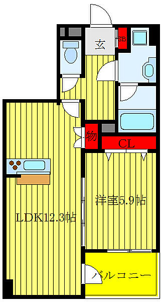 アゼリアヒルハイツ ｜東京都北区王子4丁目(賃貸マンション1LDK・5階・44.57㎡)の写真 その2