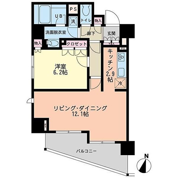 東京都北区赤羽2丁目(賃貸マンション1LDK・6階・51.73㎡)の写真 その2