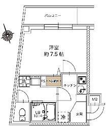 JR高崎線 尾久駅 徒歩10分の賃貸マンション 3階1Kの間取り