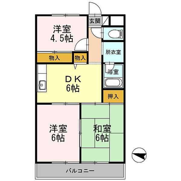 長瀬第三マンション 111｜東京都練馬区田柄1丁目(賃貸マンション3DK・1階・55.00㎡)の写真 その2