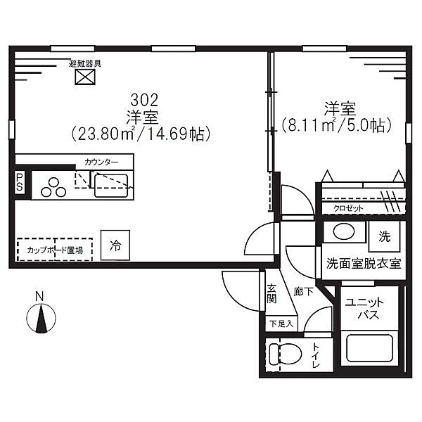 東京都文京区湯島3丁目(賃貸マンション1LDK・4階・42.57㎡)の写真 その2