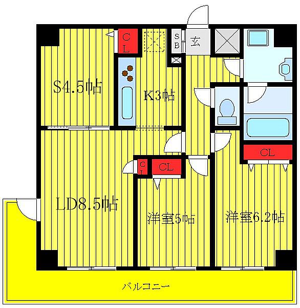 東京都北区中十条4丁目(賃貸マンション2LDK・12階・60.54㎡)の写真 その2