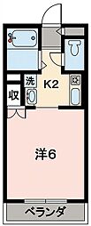 ツインヴィラ蒔田 1Kの間取図画像