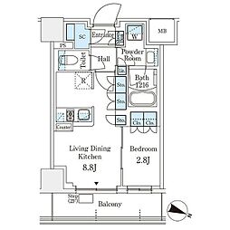 PARKAXIS横浜阪東橋 1LDKの間取図画像