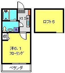 フルール井土ヶ谷 1Kの間取図画像