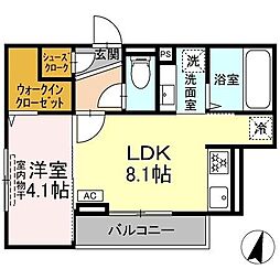 DPaina弘明寺II202 1LDKの間取図画像
