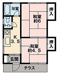 サニーハウス2 2Kの間取図画像