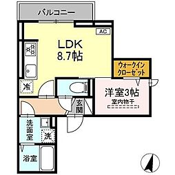 DPaina弘明寺II301 1LDKの間取図画像