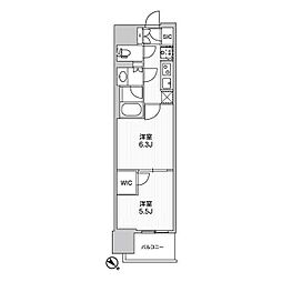 WORVE横浜伊勢佐木町 2Kの間取図画像