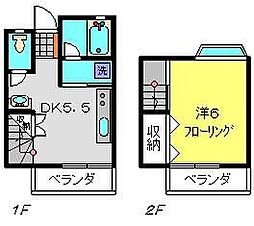 テラスK 1DKの間取図画像