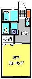 第2コーポさつき 1Kの間取図画像