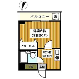 アーバンハイツグッドマン 1Kの間取図画像