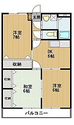 セシボン北澤 3階3DKの間取り