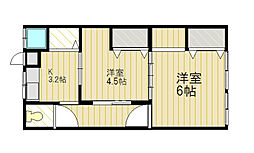 スカイハイツ 1階2Kの間取り